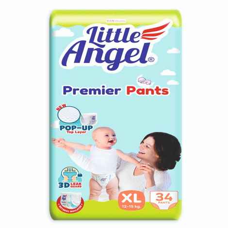 Buy Little Angel Premier Pants Baby Diapers, Extra Large (XL) Size, 34 Count with Wetness Indicator, 12-15 Kg - 1200 gm - Purplle