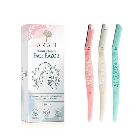 Buy Azah Smooth & Precise Face Razor for Women | Scratch Free Facial Hair Removal | For Soft Hair | Shape Eyebrows, Upper Lips,Bikini line, Side Burns, Peach fuzz| Pack of 3 - Purplle
