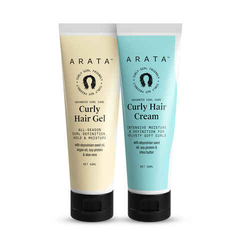 Buy Arata Advanced Curl Care Curly Hair Cream 50 ml & Advanced Curl Care Curly Hair Gel 50 ml | Intensive Moisture & All-Season Curl Definition | Natural Oils, Protein - Purplle