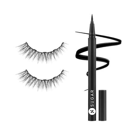 Buy SUGAR Cosmetics Maximeyes Drama Magnetic Eyelashes & Eyeliner Powder, Matte Finish - 01 Genuine - Subtle & Elegant (Natural-Looking) - 3 Ml, Black - Purplle