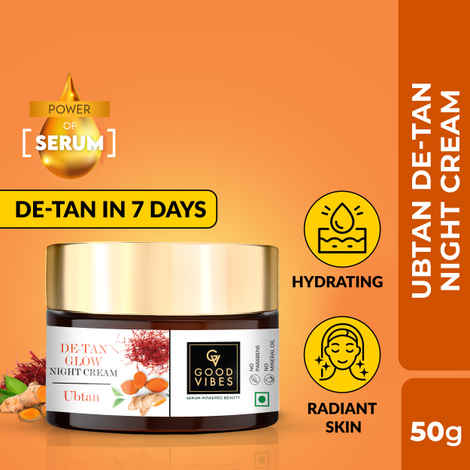 Buy Good Vibes Ubtan Insta Glow Night Cream | Brightening, Lightening | No Parabens, No Sulphates, No Mineral Oil, No Animal Testing (50 g) - Purplle