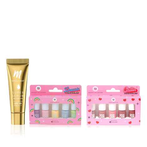 Buy MyGlamm Nail X Face Collection - Mini Nail Kit (5X3 ml) | Serum BB cream (15 g) - Purplle