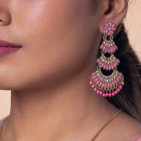 Buy  Pink Jhumka Earrings - Purplle