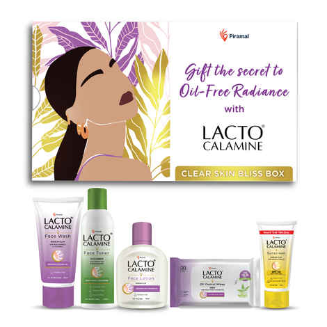 Buy Lacto Calamine Clear Skin Bliss Box With Face Wash, Toner, Lotion, Sunscreen, Wipes| All Occasion Oil-Free Radiance gift set with 5 Signature products 850gm - Purplle