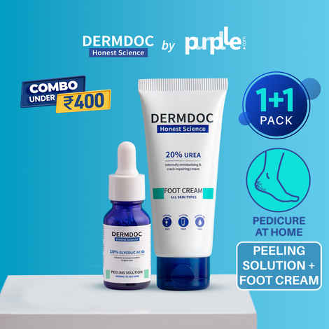 Buy DERMDOC Combo Kit for Pedicure at Home | urea foot cream | glycolic acid peeling solution | pedicure kit for dry, cracked heels | foot peel | smooth feet | foot cracks - Purplle