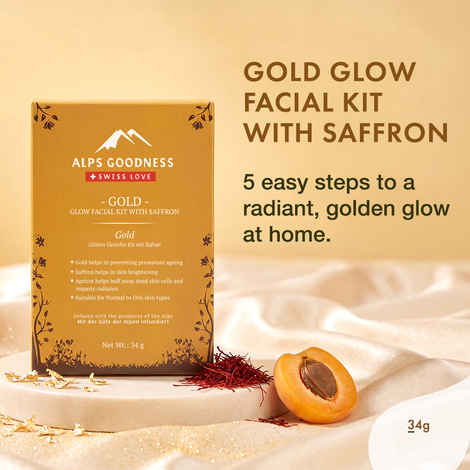 Alps Goodness Gold Glow Facial Kit - Saffron (34 gm)| Glowing Skin | Toning & Firming |Detoxification |At home Facial