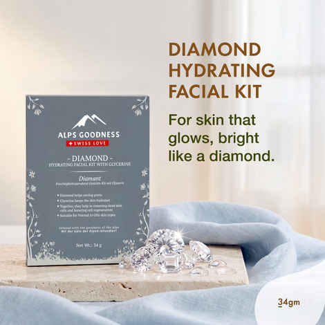 Alps Goodness Diamond Hydrating Facial Kit with Glycerine (34 gm) | Glowing Skin | Toning & Firming |Detoxification |At home Facial