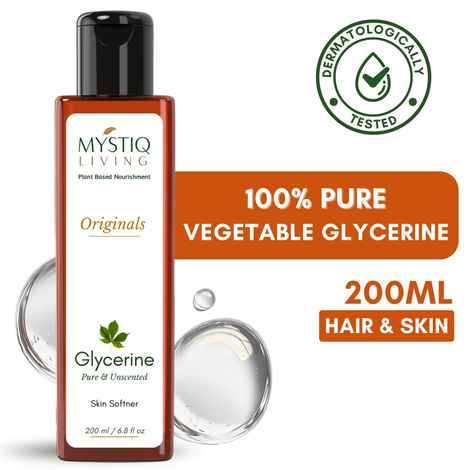 Buy Mystiq Living 100% Pure Glycerine ( 200 ml ) Plant Based (Pure & Unscented) | For Face Skin & Body Care | Glycerine for Face | Glycerine Liquid | Silicon - Free, Paraben Free | Vegan | For Hair, Skin & Body Care - Purplle