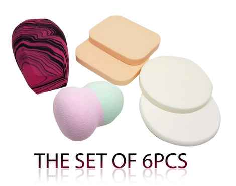 Buy Bronson Professional Bronson Professional 6 In 1 Makeup Blender Sponge Set And Puff Set For Make Up ( Color And Shape May Vary) - Pack of 6 - Purplle
