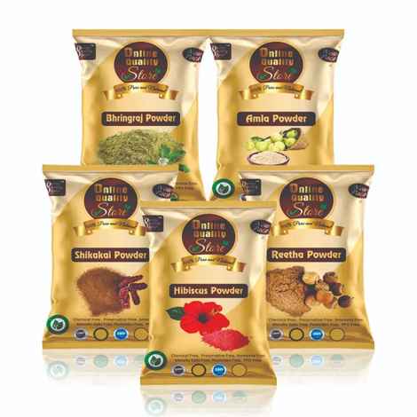 Buy Online Quality Store hair pack combo Amla powder Reetha powder |Aritha|Ritha|Soapnuts|Indian Gooseberry powder |organic Bhringraj Powder (50g each ,Total 250g Pack){Hcombo_250gm} - Purplle