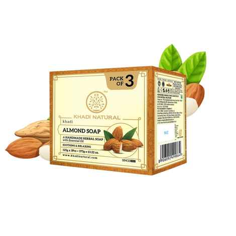 Buy Khadi Natural Almond Handmade Soap | Reduce tanning & Pigmentation - 375 gm | 125 gm each - Purplle