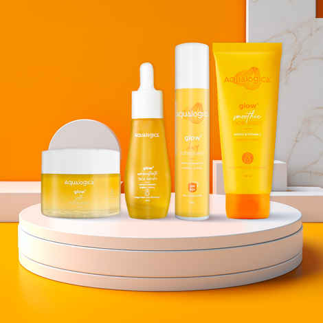 Buy Aqualogica Glow+ Radiance Quartet: Face Wash (100g) + Concentrate Face Serum (30ml) + Jello Moisturizer (50g) + Dewy Sunscreen (50g) - Purplle
