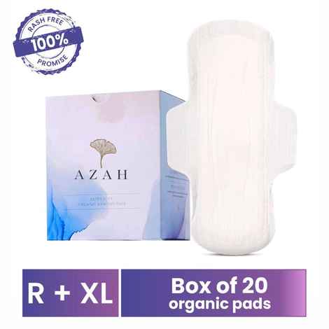 Buy Azah Rash-Free Organic Sanitary Pads (Box of 20 Pads : 10 Regular + 10 XL - without Disposable bags ) - Purplle
