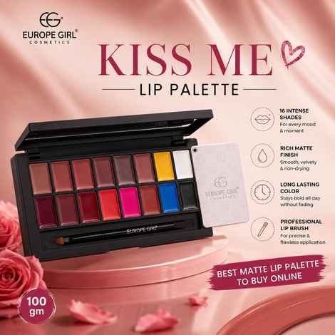 Europegirl Cosmetics Kiss Me Lip Palette | Best Matte Lip Palette To Buy Online 100 gm