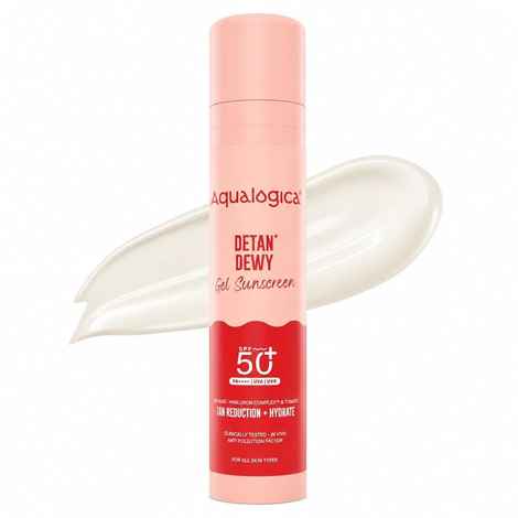 Aqualogica Detan+ Dewy Lightweight Sunscreen Gel SPF 50+ PA++++ for Normal & Dry Skin 50gm|Tested on Gen Z