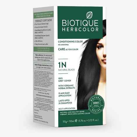 Buy Biotique Bio Herbcolor 1N Natural Black (50 gm +110 ml) - Purplle