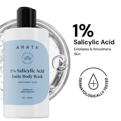 Buy Arata 1% Salicylic Acid Body Wash For Body Acne & Bumpy Skin | Exfoliates & Deep cleanses skin | For all skin types | Body Shower Gel - 300 ml - Purplle