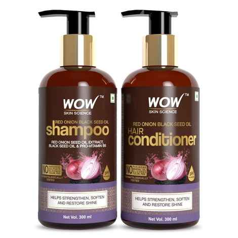 WOW Skin Science Red Onion Black Seed Oil Shampoo & Conditioner Kit 300 ml+300 ml