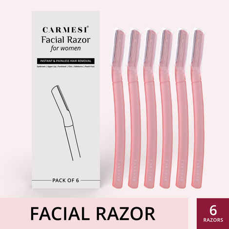 Buy Carmesi Reusable Face Razor for Women Facial Hair | Instant & Painless Hair Removal | For Eyebrows, Upper Lip, Forehead, Peach Fuzz, Chin and Sideburns | Dermaplaning Tool Pack of 6 - Purplle