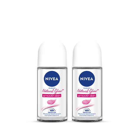 Buy NIVEA Deodorant Roll On Natural Glow Smooth Skin 50ml (Pack of 2) - Purplle