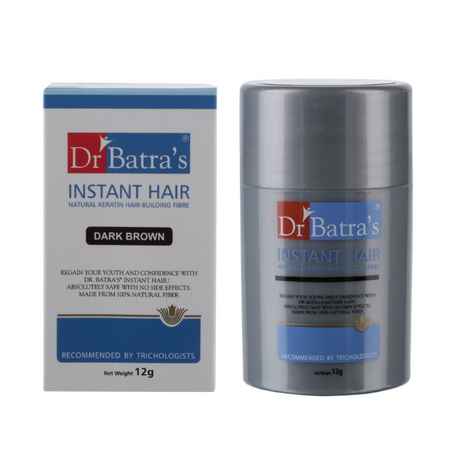 Buy Dr Batra`s Instant Hair Natural keratin Hair Building Fibre - Dark Brown (12 gm) - Purplle