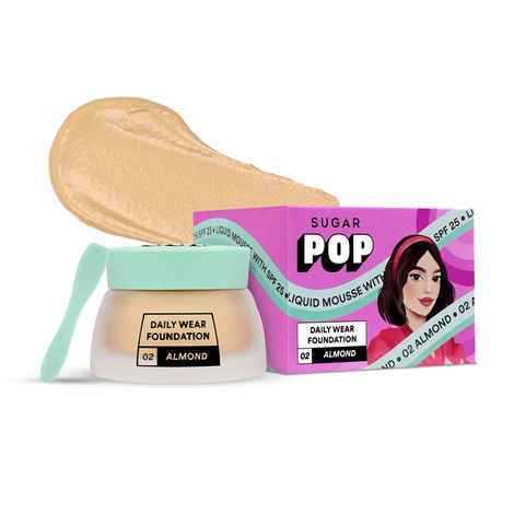 Buy SUGAR POP Liquid Mousse Foundation - 02 Almond | Buildable Coverage | Matte Finish | All Skin Types | 30 ml - Purplle