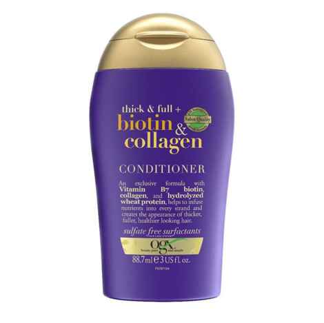 Buy OGX Thick & Full + Biotin & Collagen Volumizing Conditioner for Thin Hair, with Vitamin B7 & Hydrolyzed Wheat Protein, Paraben-Free, Sulfate-Free Surfactants, 88.7 g - Purplle