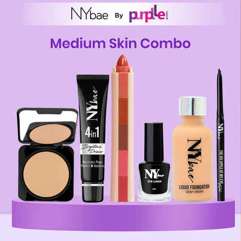 Buy NY Bae Makeup Essentials Kit |Black Kajal | Matte Eyeliner | 5 in 1 Lipstick | Primer | Compact | Glowy Foundation| Everyday Makeup - Medium Skin - Purplle