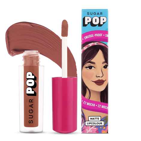 Buy SUGAR POP Matte Lipcolour - 22 Mocha (Light Brown) – 1.6 ml - Lasts Up to 8 hours l Pink Lipstick for Women l Non-Drying, Smudge Proof, Long Lasting - Purplle