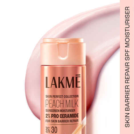 Buy Lakme Peach Milk Moisturiser SPF 30 with 2% Pro-Ceramide | Daily UV Defense, Hydrating & Skin Barrier Repair Face Cream | Lightweight, For Dry Skin, Normal, Oily Skin & Sensitive Skin 200 ml - Purplle