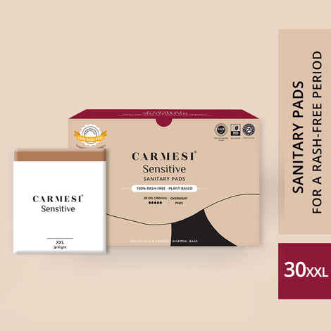 Buy Carmesi Sensitive - Sanitary Pads for Rash-Free Periods (30 XXL) - Purplle