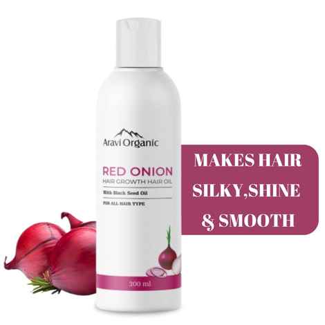 Buy Aravi Organic Red Onion Hair Oil For Hair Growth & Hair Fall Control - Black Seed Oil & Vitamin E - Enriched with Onion Ginger Oil, Argan Oil, - For Women and Men- 200 ml - Purplle