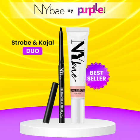 NY Bae Strobe & Kajal Duo | Pink Topaz Strobe Cream | Black Kajal | Korean Glow | Waterproof Eye Makeup | Celeb Glow | Highlighter | Makeup Kit
