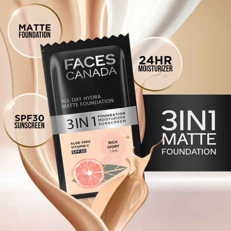 Buy Faces Canada All Day Hydra Matte Foundation Rich Ivory 013 1.5 ml - Purplle