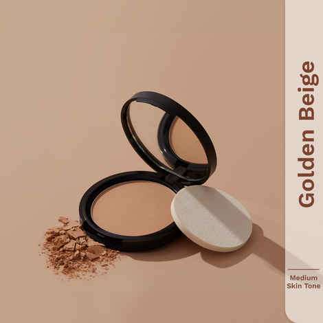 Pilgrim Compact Powder Golden Beige, Natural Matte Finish, Oil Control, Pore Blurring, For Woman 9 gm
