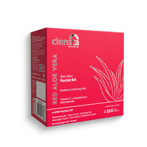 Buy Clensta Red Aloe Vera Skin Glow Facial Kit With Vitamin C, Glutathione & Niacinamide For Brightening, Radiant, Reduces Dullness for all skin types | Men & Women | Size - 10 *6gm - Purplle