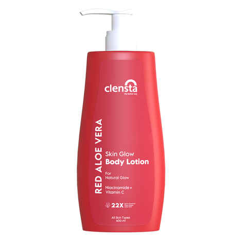 Buy Clensta Red aloe vera skin glow body lotion With 2% Niacinamide & Vitamin C For Skin Radiance and Deep Moisture | Daily Use| Men & Women | For All Skin Types | 400 ml - Purplle