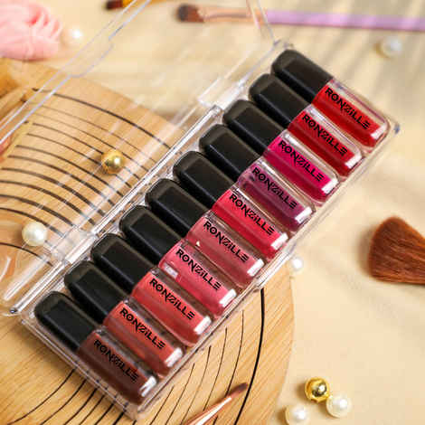 Buy Ronzille Long Lasting Waterproof Non Transfer Mini Liquid Matte Lipstick Kit Set of 10 - Purplle