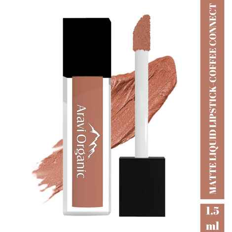 Buy Aravi Organic Soft Nude Matte Long Stay Lipstick - Matte Liquid Lipstick With Almond Oil & Vitamin E - Waterproof & Ultra Smooth - 1.5 ml (Coffee Connect) - Purplle