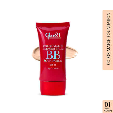 Buy Glam21 Color Match BB Foundation SPF15 I Dual Purpose of Foundation & Sunscreen Blemish-free Glow | Non-cakey Daily Use | Non-greasy & Lightweight | Long-lasting Radiant Makeover| 46 gm - 01 Light Natural - Purplle
