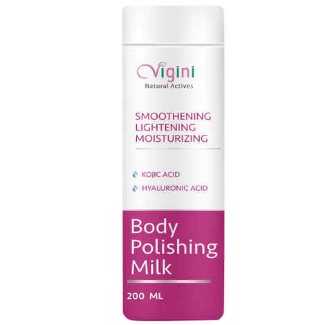 Buy Vigini Body Whitening Lightening Brightening Moisturizing Polishing Fairness Exfoliating Milk Lotion Glowing Deep Moisturizer Soft Smooth Skin De Tan Uneven Tone Pigmentation Dark Spot Remover Hyaluronic & Kojic Acid 200 ml - Purplle