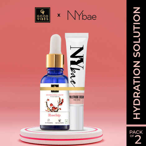 Buy Good Vibes x NY Bae (Good Vibes Rosehip Radiant Glow Face Serum (10ml) x NY Bae PRO Strobe Cream Pink Topaz (12g) Combo) - Purplle