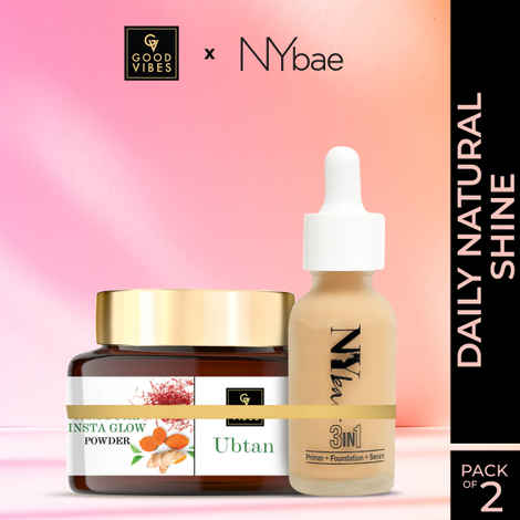 Buy   Good Vibes x NY Bae Wedding Ready Combo By Purplle | Bestsellers | Ubtan Powder (150g)| 3 in 1 Serum Foundation (30ml) | Insta Glow Ready. - Purplle