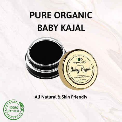 Buy Organic Netra Baby Kajal Water Resistant, Smudgeproof, Longlasting For Normal Skin Type Enriched With Natural & Organic Ingredients With No Harmful Chemicals, Matte Finish, 4g - Purplle