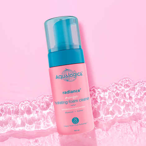 Aqualogica Radiance+ Mousse Hydrating Foam Cleanser- 100 ml |Face Wash for all Skin Types | Gently Cleanses & Hydrates | Reduces Spots & Acne Marks | Makes Skin Radiant
