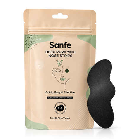 Sanfe Deep Purifying Nose Strips for Women - Pack of 6 with Aloe Vera & Witch Hazel Extracts