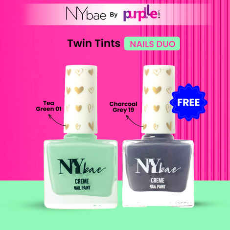 Buy NY Bae Twin Tints Nail Duo | Green Gel Polish | Grey Gel Polish | Long Lasting | Quick Drying | Chip Proof | Bright Colours | Full Coverage Twin Tints Nail Duo - Purplle