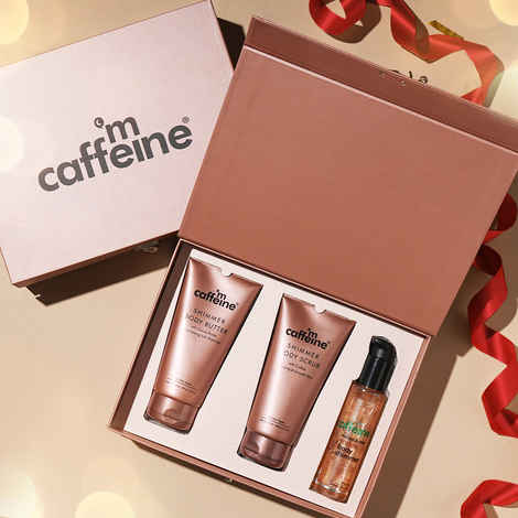 Buy mCaffeine Shimmer & Glow Body Gift Kit 405 ml - Purplle