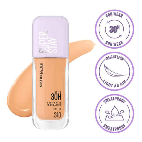 Maybelline New York Super Stay Lumi-Matte Liquid Foundation 30H Longwear yet Light-As-Air, 310, 35 ml