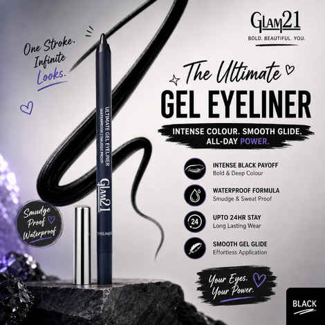 Buy Glam 21 Gel Eyeliner Long Lasting Kajal | Smudge Proof |Intense Black With Matte Finish | 1.5 gm - Purplle